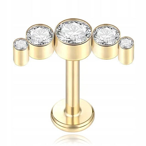  ORECCHINO HELIX LABRET ZIRCONI ORO OPALE TITANIO 1.2/6