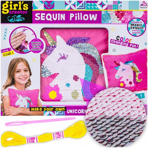  SET creativo per ragazze CUSCINO fai da te con paillettes UNICORNO Jasiek