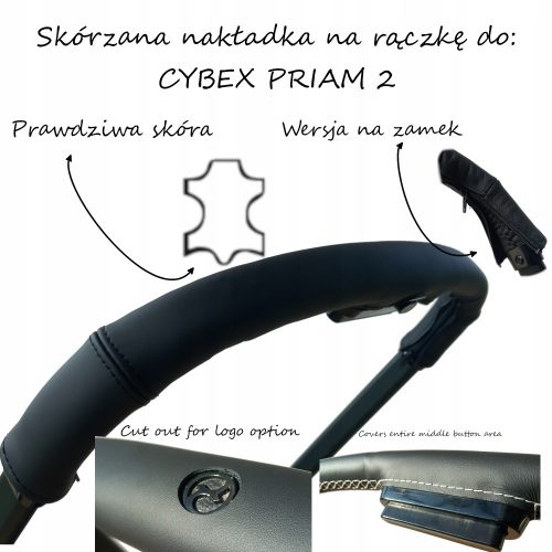  Rivestimento interamente in pelle con cerniera per la maniglia del passeggino Cybex Priam 2/4 ed E-priam