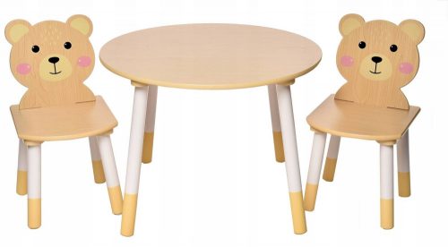  SET Tavolo in Legno + 2 Sedie per Bambini Orsacchiotti