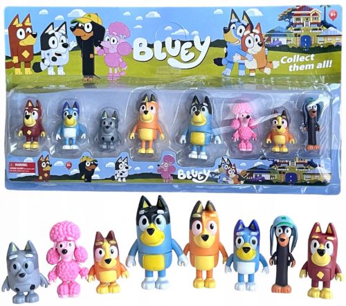  BLUEY e BINGO SET DI 8 FIGURINE FIGURA DA AMICI DI FAMIGLIA FIERA