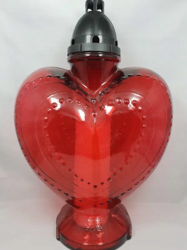  Candela GRANDE CUORE GIGANTE in vetro rosso con inserto da 44 cm