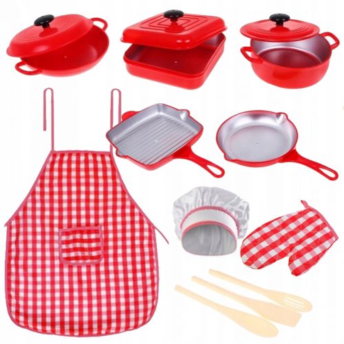  SET CUCINA GRANDE per bambini PENTOLE PIATTI POSATE ACCESSORI 14 pz.