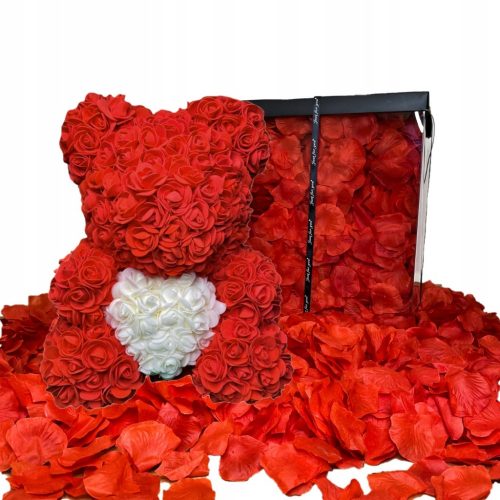 ORSO CON ROSE SCATOLA XXL PIENA DI PETALI REGALO SAN VALENTINO