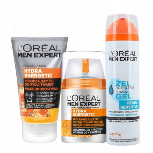  LOREAL Men Expert Hydra Energetic set crema, gel detergente viso + GRATIS