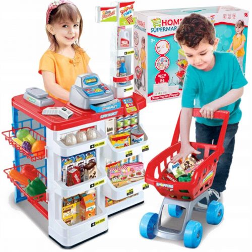  Negozio supermercato PER bambini, registratore di cassa, cestino, carrello