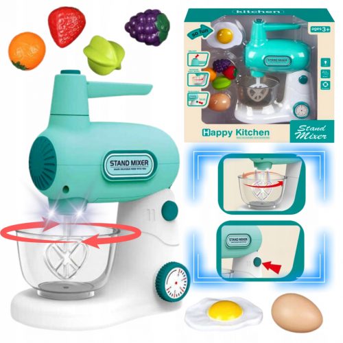  ROBOT DA CUCINA PICCOLI ELETTRODOMESTICI PER BAMBINI SUONO MOVIMENTO LUCE + FRUTTA E ACCESSORI