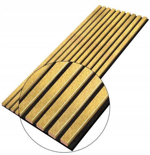 Doghe da muro, pannello decorativo su FELTRO, 10 pz, oro, con struttura, 275x46