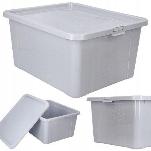 Organizer, contenitore in plastica, scatola per giocattoli, grigio, 20 l