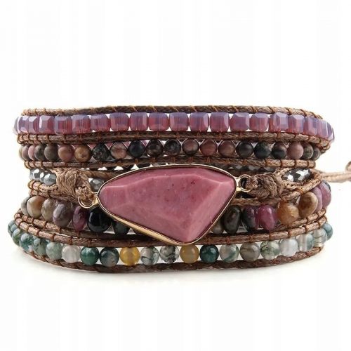  Bracciale Boho in agata indiana con pietra rodonite