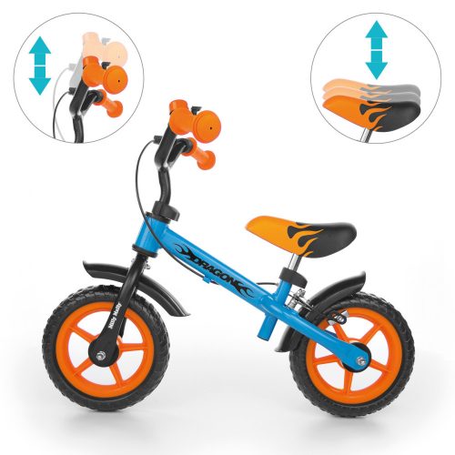  Bicicletta senza pedali Milly Mally Dragon 10", blu, arancione