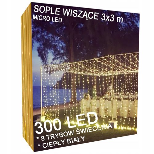  TENDA GHIRLANDA ICILS LAMPADE LED 8 MODALITÀ BIANCO CALDO 3x3m