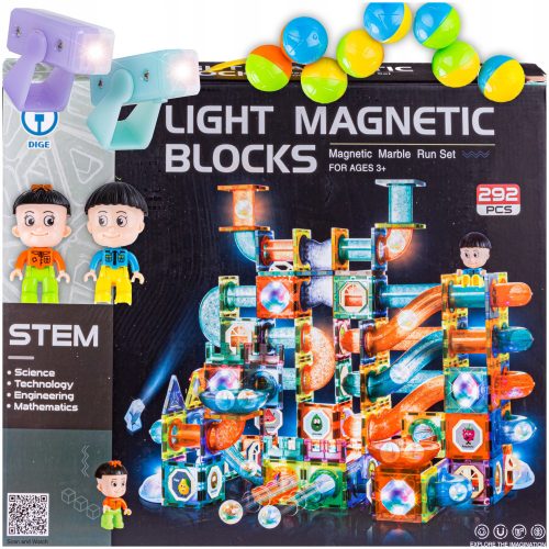  Blocchi magnetici DK Blocchi magnetici luminosi Pista per palline 292 elementi Pista per proiettili 292 pz.