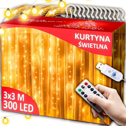  GRANDE BARRIERA A LED 3x3m LAMPADE DECORATIVE GHIRLANDA DA ESTERNO ORO