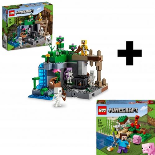  LEGO Minecraft 21189 Dungeon dello scheletro + LEGO Minecraft 21177 L'imboscata del Creeper