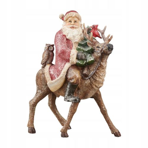  Babbo Natale su renna Statuina natalizia 28 cm GIVRE VILLA ITALIA