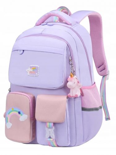  Zaino scolastico, viola, borsa per la scuola, classi 1-3, riflettente