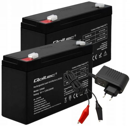  2x CARICABATTERIE DA AUTO HQ BATTERIA AGM 6V 12Ah