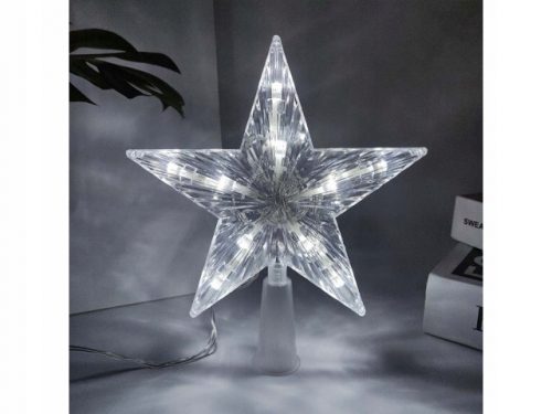  TOP STELLA PER ALBERO DI NATALE 26CM BIANCO FREDDO HIT XXL LAMPEGGIANTE