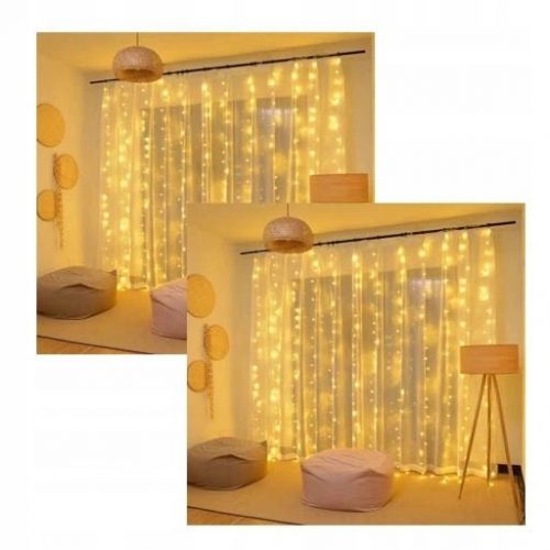  BARRIERA 200 LED 3x2m LAMPADE ICILS GHIRLANDA TELECOMANDO BIANCO CALDO