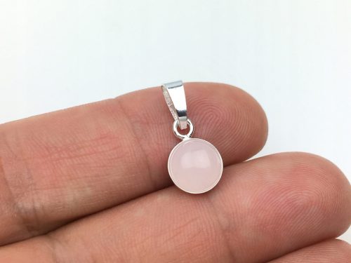  Ciondolo in argento con quarzo rosa, piccola pietra, argento pr. 925