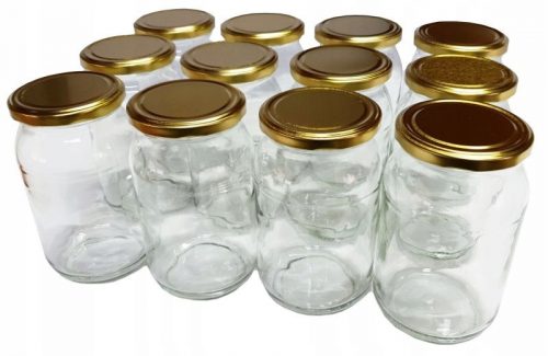 Vaso 900 ml miele, marmellata, conserve + tappi oro, 40 pz.