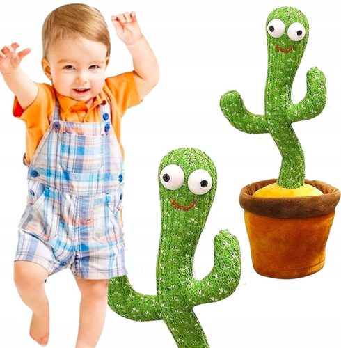  CACTUS CANTARE BALLO RIPETE PARLARE SU USB LED FELICE PER I BAMBINI + mela antistress Popit Midex D38405