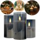  3 CANDELE DECORATIVE, VETRO LED, FUMO. XXL