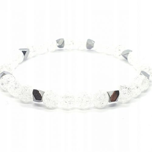  Bracciale Da Donna Pietre Naturali Cristallo Di Rocca Ematite Argento