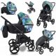  Passeggino Babe Boss Cavo Premium 3in1 Fiori, verde, grafite, beige