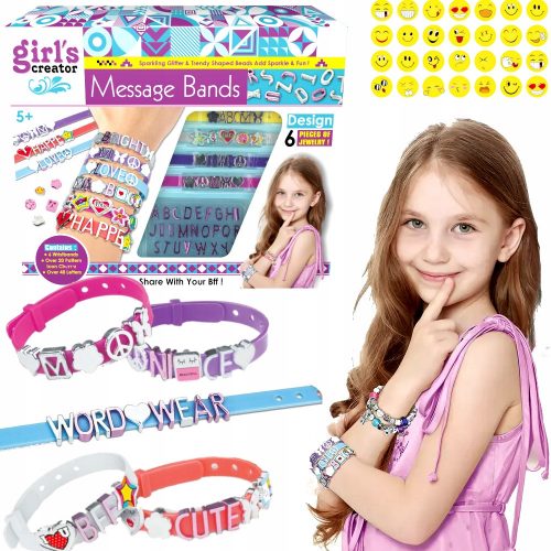  KIT CREATIVO PER REALIZZARE BRACCIALETTI PER RAGAZZA CON LETTERE + ADESIVI