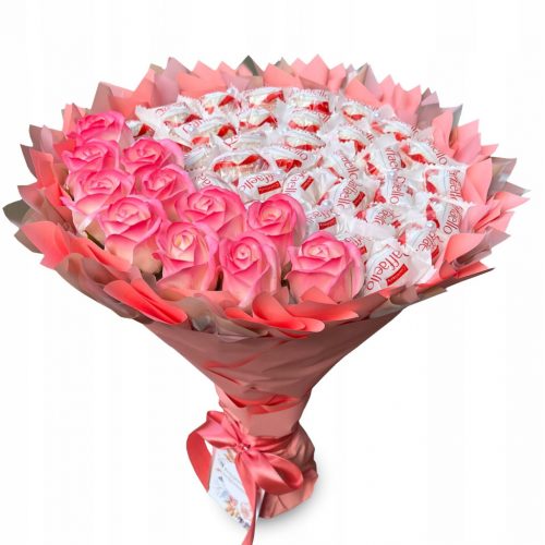  Dolce bouquet con rose Raffaello e sapone. Regalo per Compleanno o Matrimonio