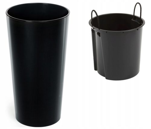 Vaso da giardino - Vaso da fiori Lamela 40 cm x 40 x 75 cm diametro 40 cm plastica nera