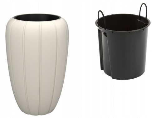  Vaso da fiori Lamela 60 cm x 40 x 60 cm diametro 40 cm in plastica tonalità marrone e beige