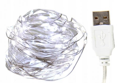  LAMPADE su filo, 100 LED, USB, lunghezza 10 m A FREDDO