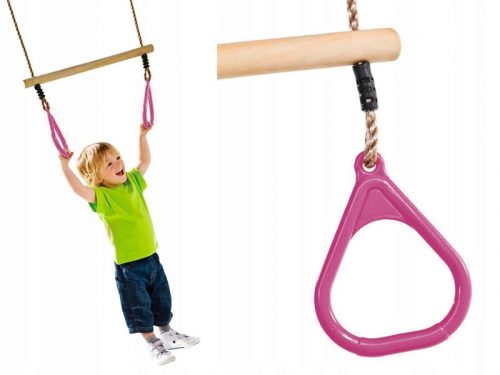 Altalena da giardino a trapezio con anelli Parco giochi per bambini Bambini JF rosa