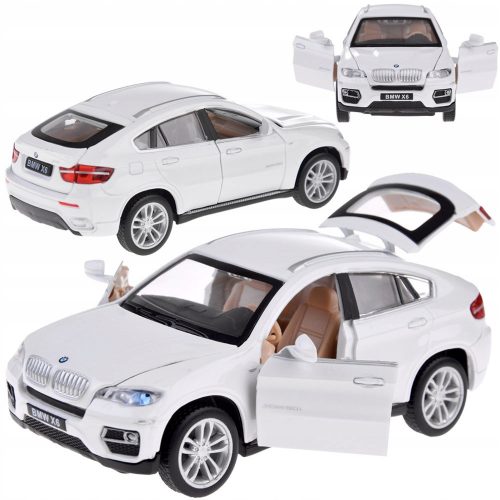  Modello di auto in metallo BMW X6 scala 1:32 SUV bianco suono luminoso ZA4606