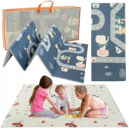  TAPPETO EDUCATIVO PER BAMBINI, PIEGHEVOLE DOPPIO LATO XPE FOAM 200x180 + BORSA