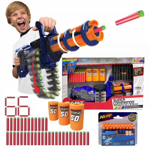  MINIGUN A BATTERIA DART ZONE SCORPION GUN 36 ARTI 2 CARICATORI 3 TA + Freccette Hasbro Nerf N-Strike Elite 30 pz