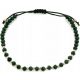  Bracciale in oro 585, palline oro e verde scuro su cordino nero 14kt