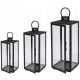 LANTERNE, LAMPADE, PORTACANDELE DA GIARDINO, GRANI, SET DA 3, NERO OPACO