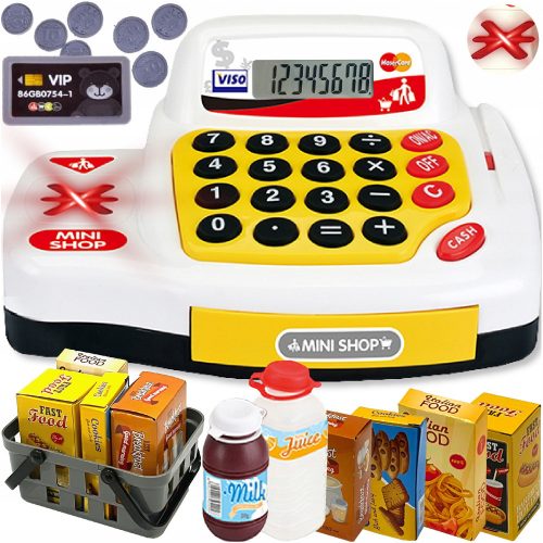  Negozio registratore di cassa per bambini, CALCOLATRICE EDUCATIVA, SCANNER + accessori