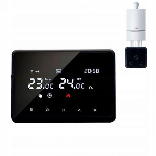  Termostato RF, regolatore di temperatura LCD RF wireless per caldaie, nero