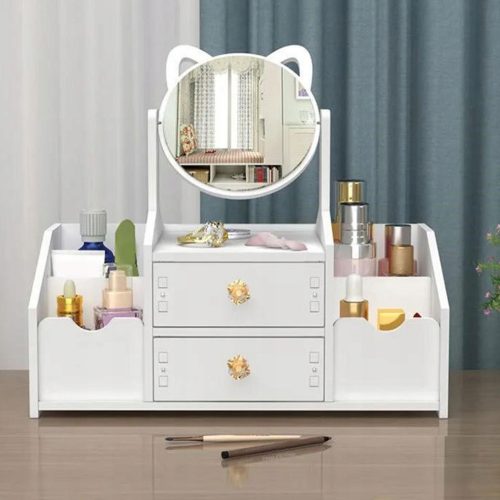 Scatola organizer per cosmetici con specchio