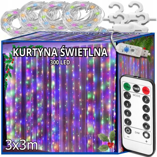  BARRIERA 300 LED COLORI 3x3 USB GHIRLANDA ALBERO DI NATALE REMOTO