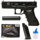  PISTOLA BB GLOCK IN METALLO CON SILENZIATORE, REPLICA ASG + 1000 BB