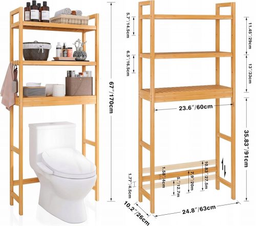 LIBRERIA MOBILE BAGNO WC MENSOLA BAMBOO BAMBOO 63 x 26 x 170 cm