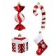  SET SFERE DI NATALE INFRANGIBILI PER ALBERO DI NATALE, CARAMELLE ROSSE, 4 PZ