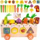  GIOCO IN LEGNO CESTA VERDURE MONTESSORI CATTURA IL VERME PUZZLE BLOCCHI