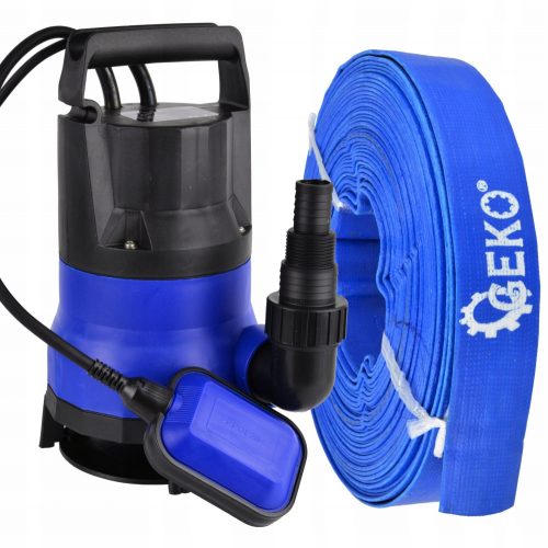 Geko Pompa in plastica con galleggiante per acque sporche G81401 + Geko G70006 Tubo PVC 1" 20m